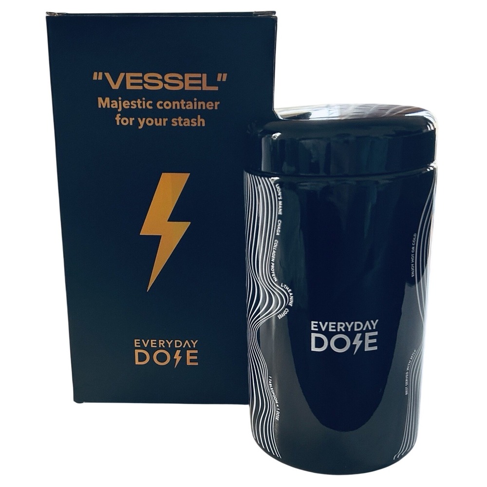 Everyday Dose Coffee Majestic Mushroom Glass Vessel Stash Jar w/Lid NIB